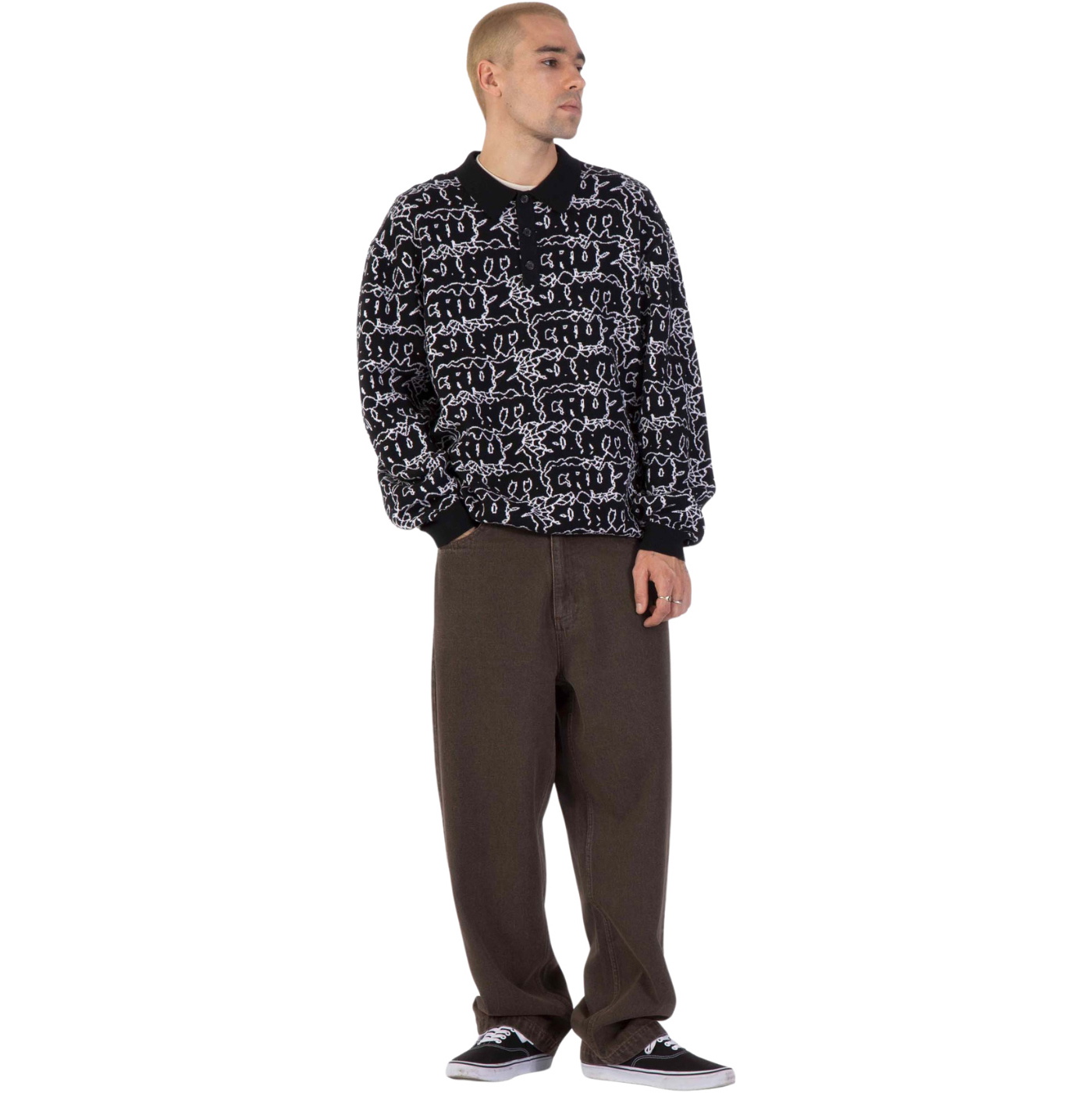 2026 Santa Cruz Mens Donnie Knit Polo SCA-CRW-9925 - Black Web